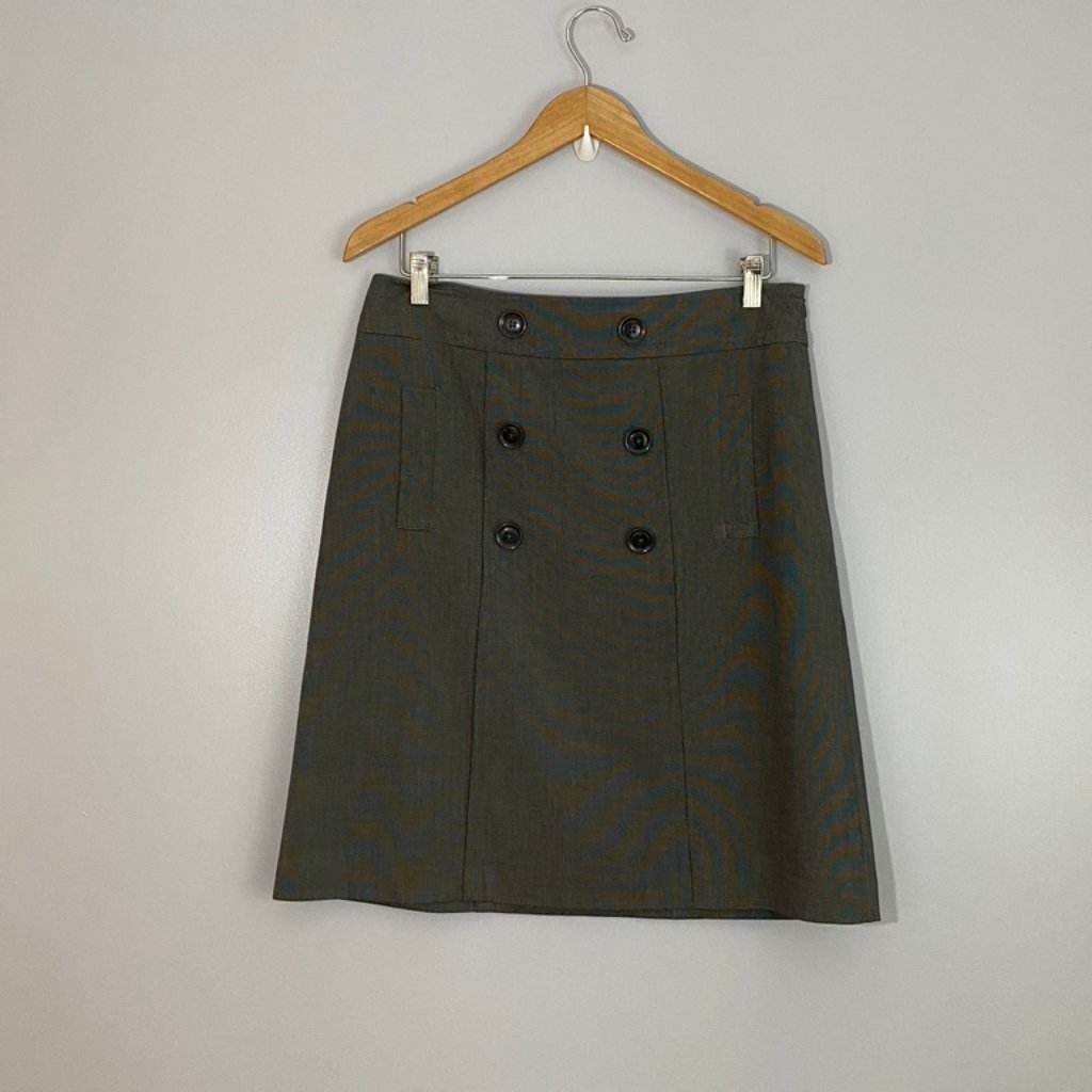 Sandro ALine Buttoned Front Pocket Grey Skirt